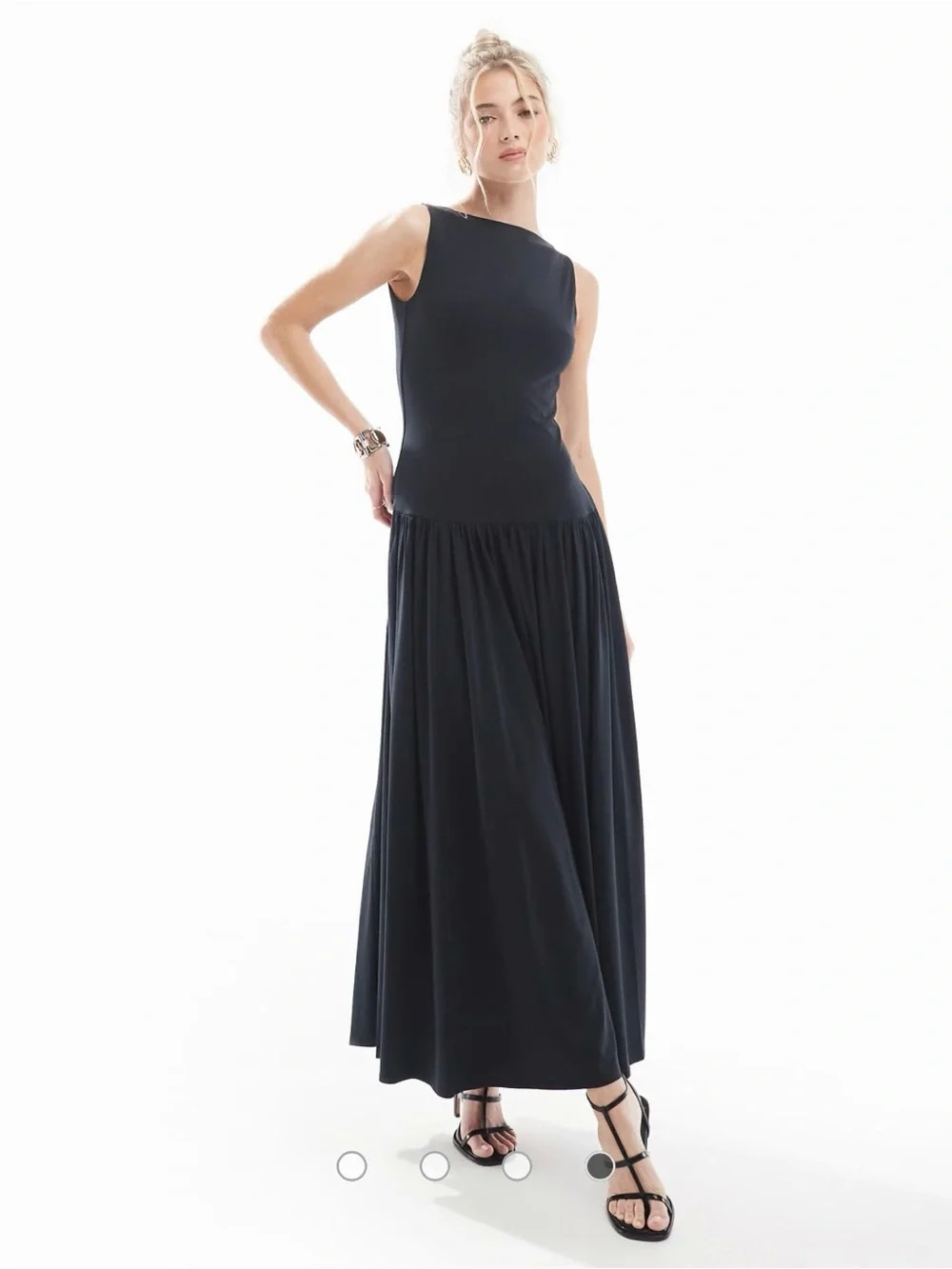 Abercrombie & Fitch Black Drop Waist Maxi Dress